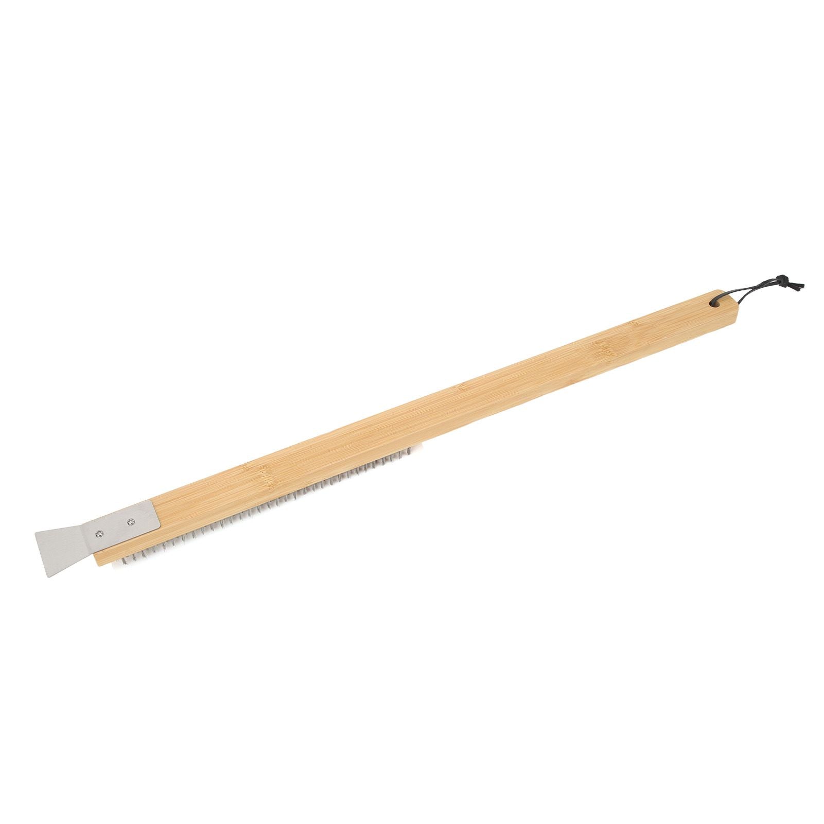 Pizza Oven Brush with Hanging Hole Bamboo Handle Wire BBQ Grill Cleaning Brush with Scraper - view 4