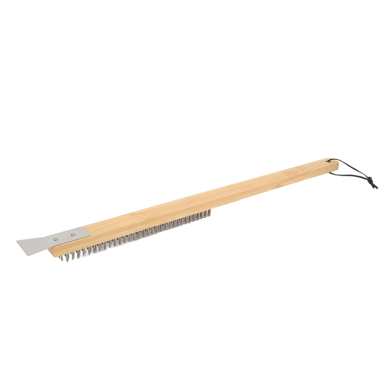 Pizza Oven Brush with Hanging Hole Bamboo Handle Wire BBQ Grill Cleaning Brush with Scraper - view 7
