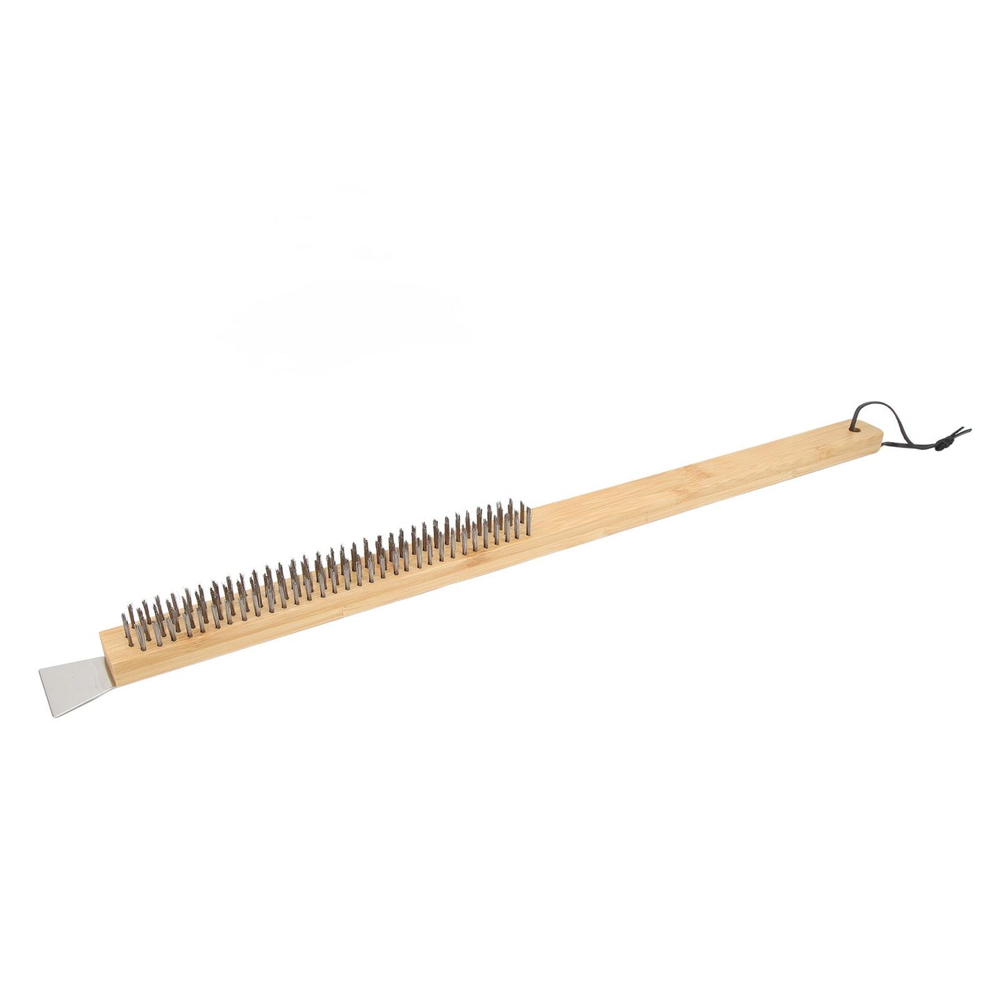 Pizza Oven Brush with Hanging Hole Bamboo Handle Wire BBQ Grill Cleaning Brush with Scraper - view 9