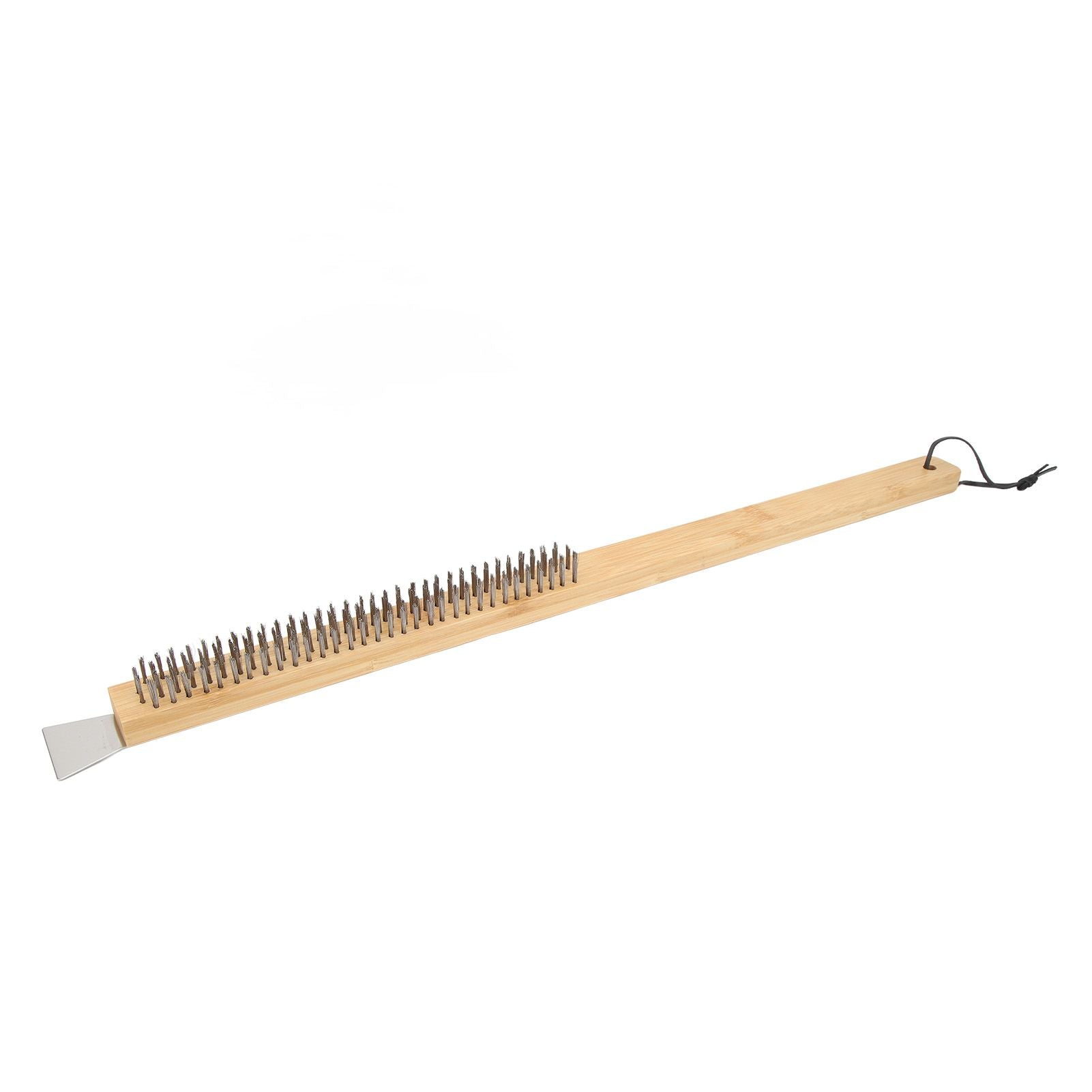 Pizza Oven Brush with Hanging Hole Bamboo Handle Wire BBQ Grill Cleaning Brush with Scraper - view 9