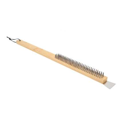 Pizza Oven Brush with Hanging Hole Bamboo Handle Wire BBQ Grill Cleaning Brush with Scraper - view 10