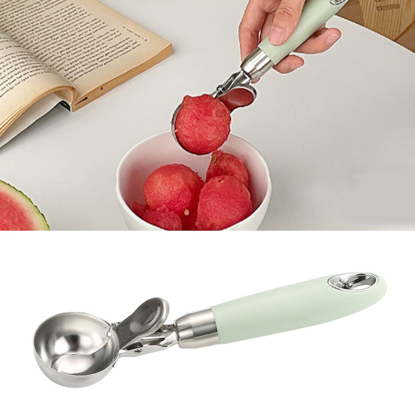 Ice Cream Scoop Smoothing Stainless Steel Hanging Hole Multifunction Cupcake Scoop for Home Kitchen Cafe Bar Trigger Release Scoop - view 6