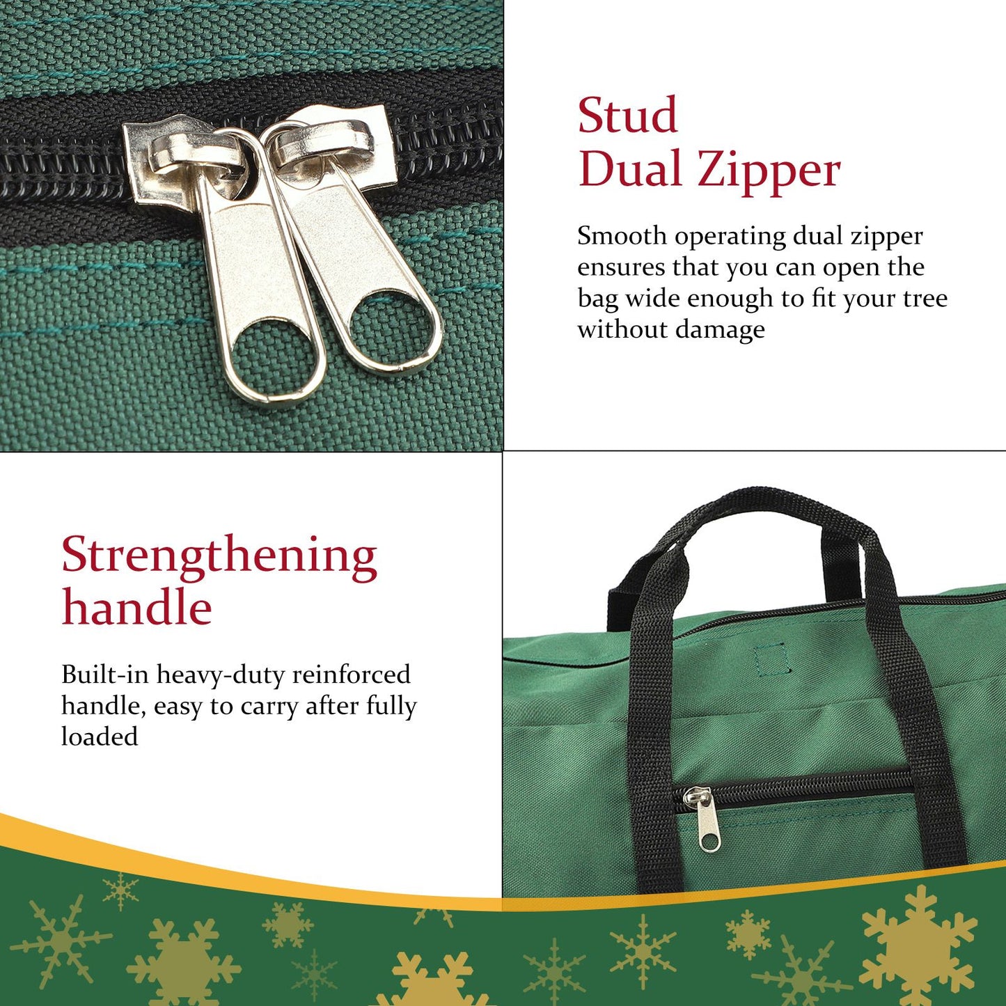 Christmas Tree Storage Bag 600D Oxford Cloth with Handle for 7in Tall Detachable Tree Red 152.4x50.8x63.5cm - view 6