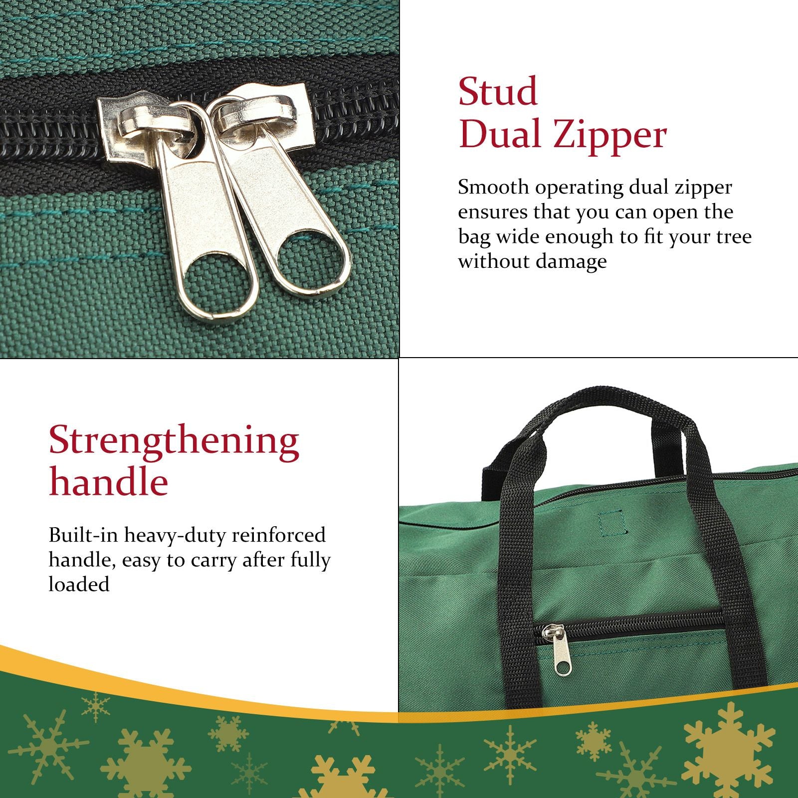 Christmas Tree Storage Bag 600D Oxford Cloth with Handle for 7in Tall Detachable Tree Red 152.4x50.8x63.5cm - view 6