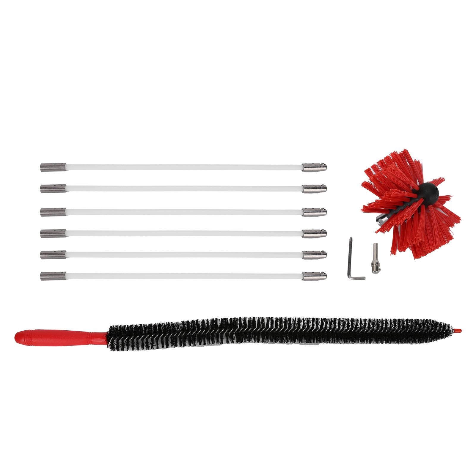 Chimney Brush Press Type Durable Nylon Soft Durable Small Size Inner Wall Cleaning Brush(Black New 410mmx 6 Rod A HEX Pole) - view 3