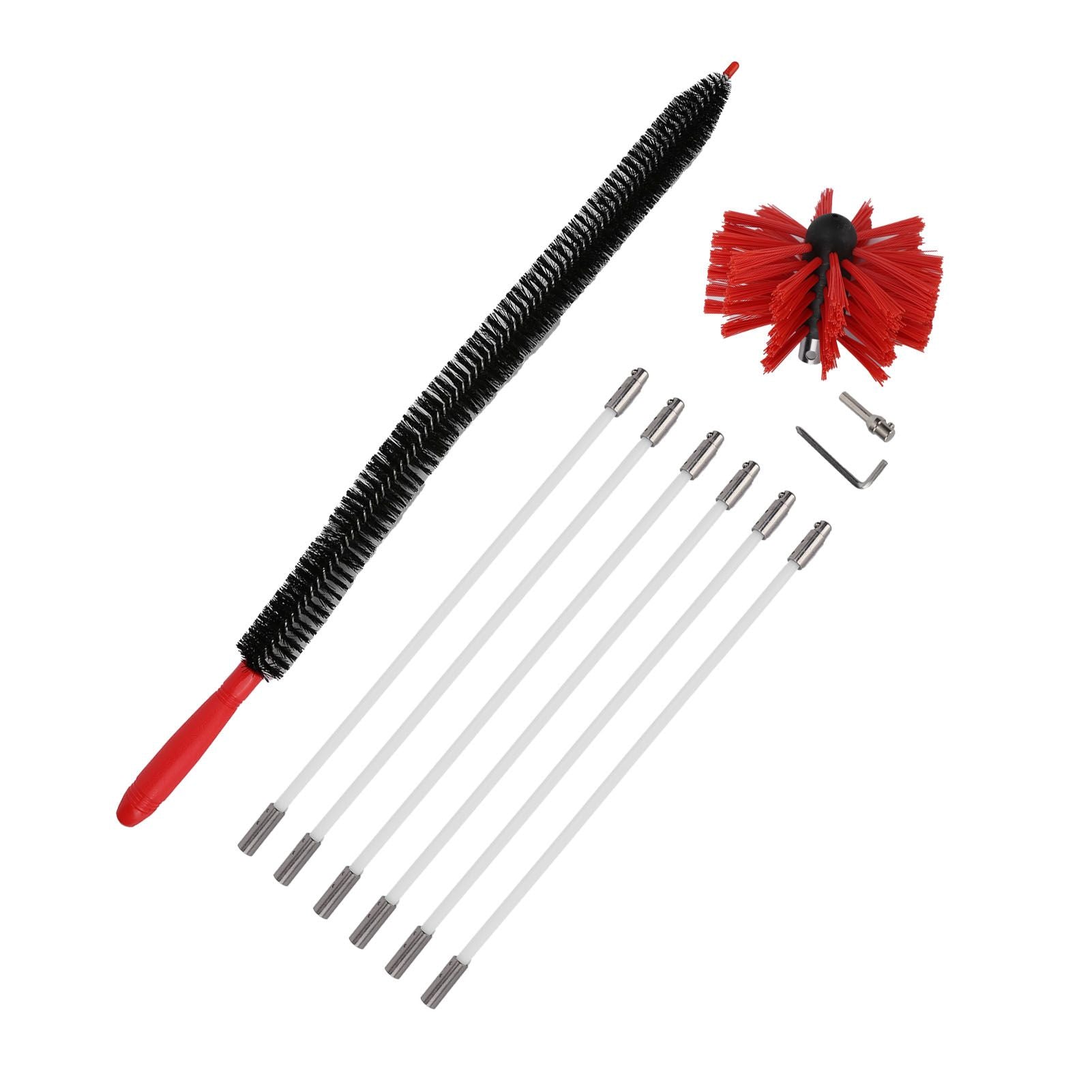 Chimney Brush Press Type Durable Nylon Soft Durable Small Size Inner Wall Cleaning Brush(Black New 410mmx 6 Rod A HEX Pole) - view 4