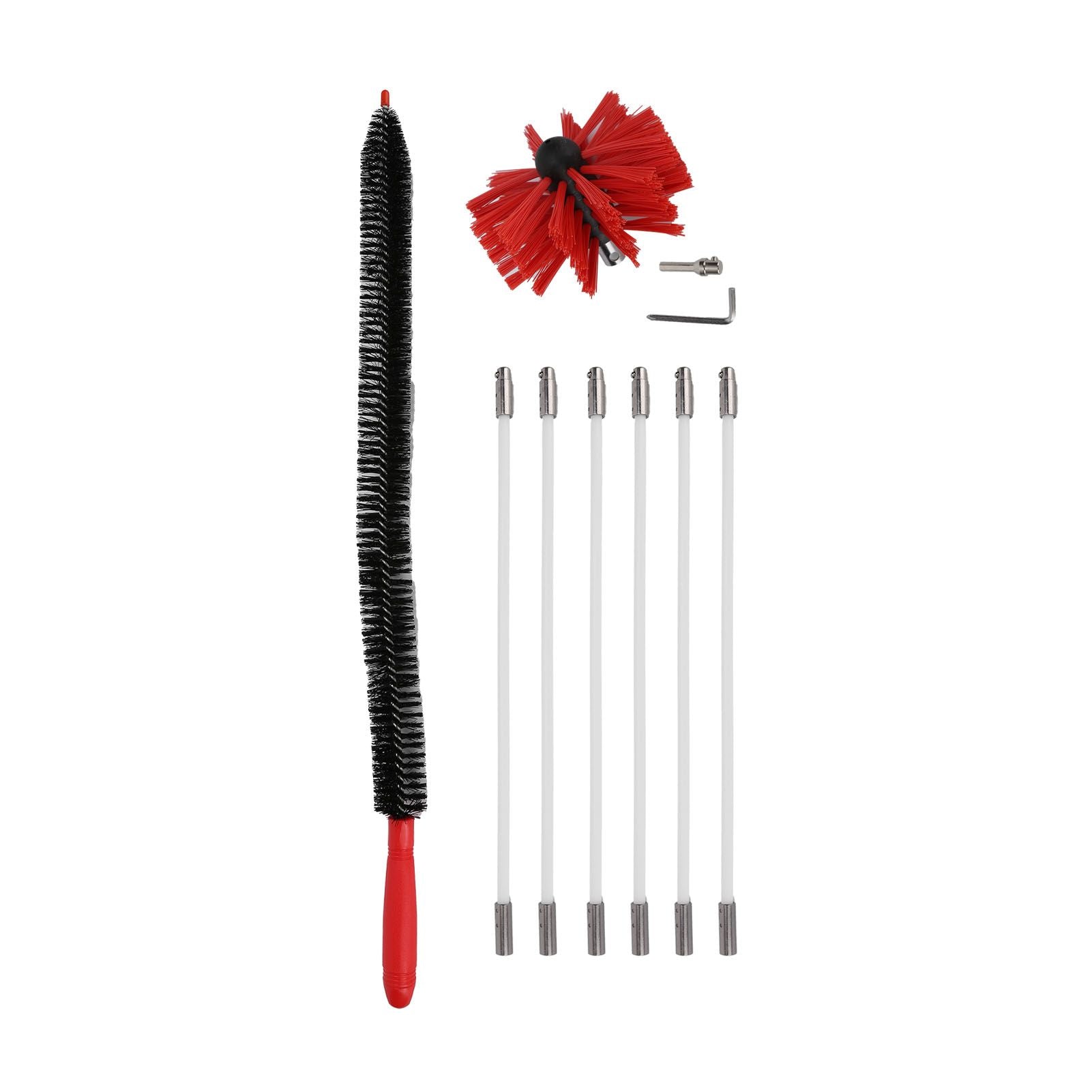 Chimney Brush Press Type Durable Nylon Soft Durable Small Size Inner Wall Cleaning Brush(Black New 410mmx 6 Rod A HEX Pole) - view 6