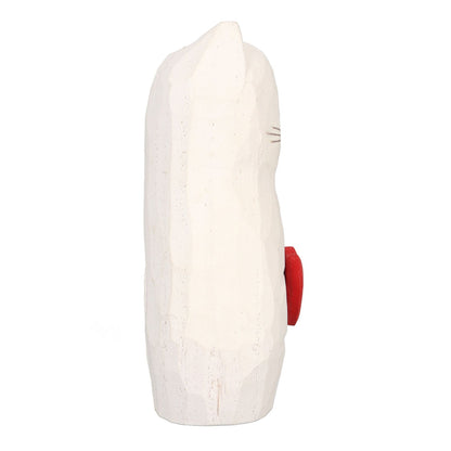 Cat Statue Flower Vase White Handmade Textured Wooden Cat Vase for Thanksgiving Day Gift Cat Lovers - view 6