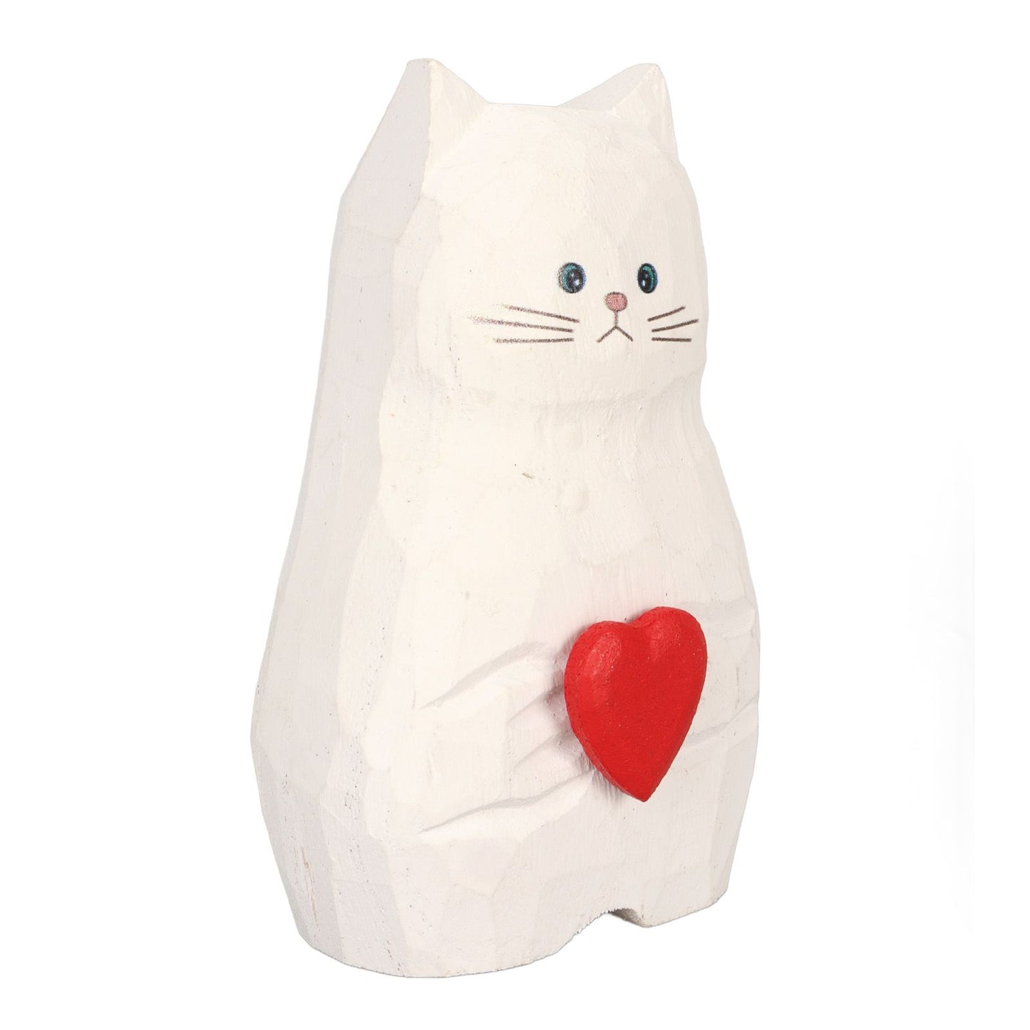 Cat Statue Flower Vase White Handmade Textured Wooden Cat Vase for Thanksgiving Day Gift Cat Lovers - view 7