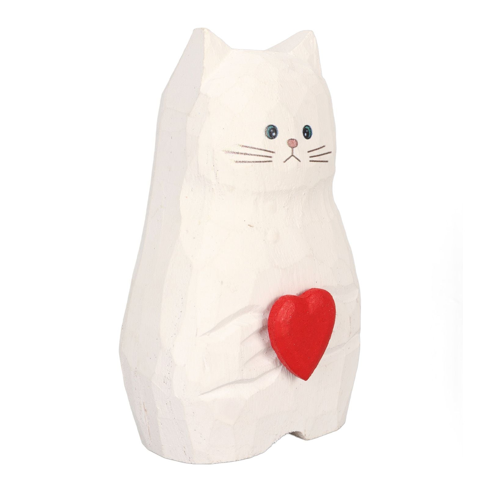 Cat Statue Flower Vase White Handmade Textured Wooden Cat Vase for Thanksgiving Day Gift Cat Lovers - view 7