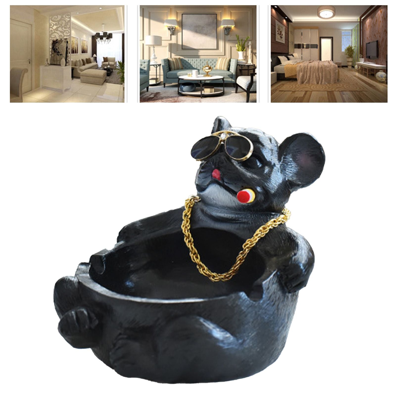 Cartoon Animal Ashtray Household Innovative Decorative Bully Dog Ashtray for Living Room Black - view 4