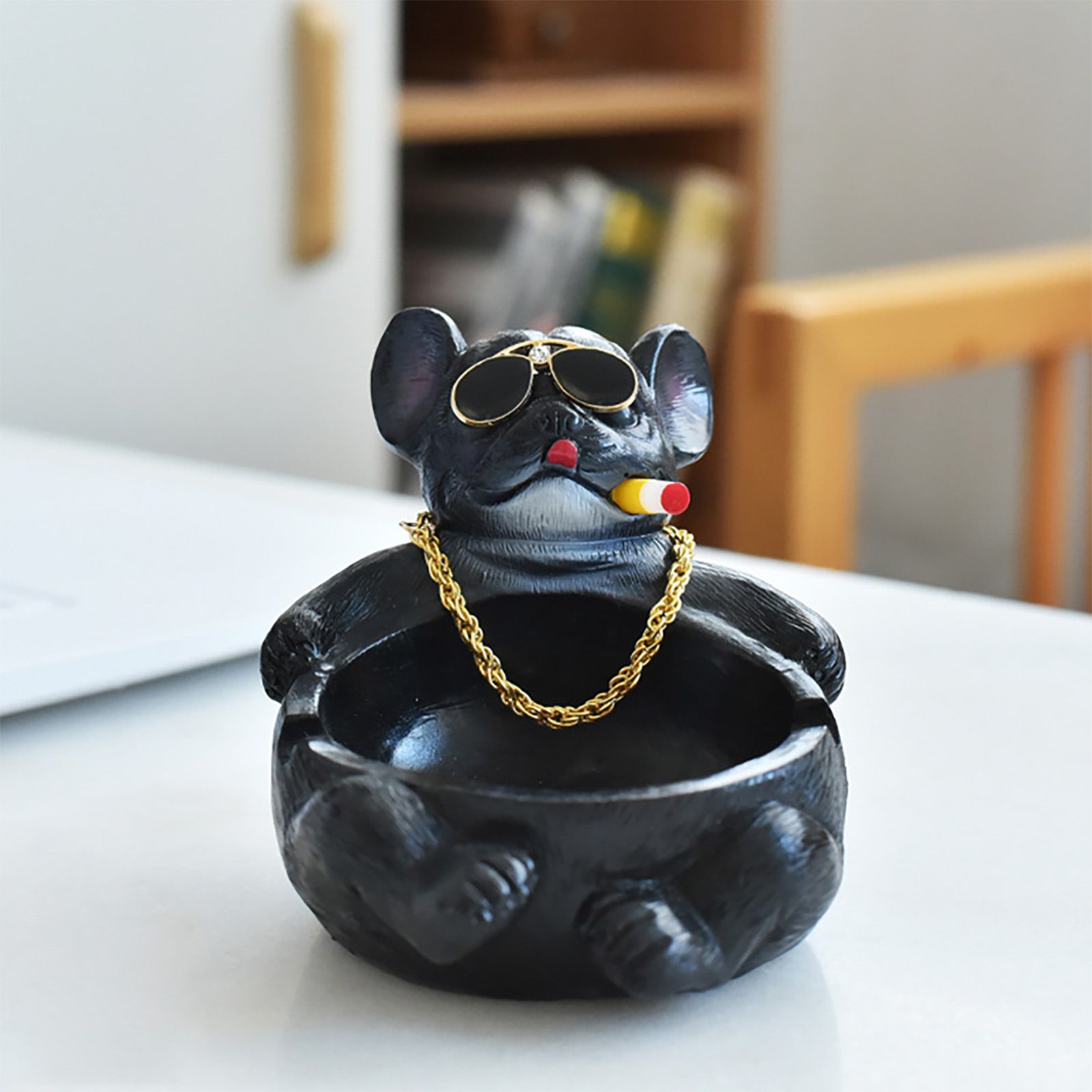 Cartoon Animal Ashtray Household Innovative Decorative Bully Dog Ashtray for Living Room Black - view 5