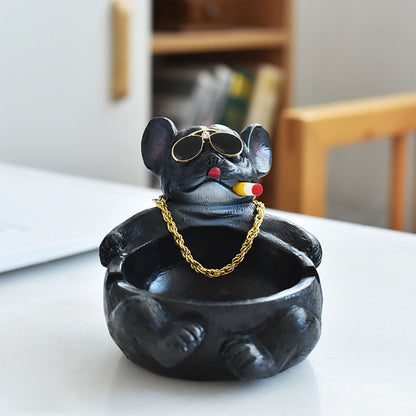 Cartoon Animal Ashtray Household Innovative Decorative Bully Dog Ashtray for Living Room Black - view 5