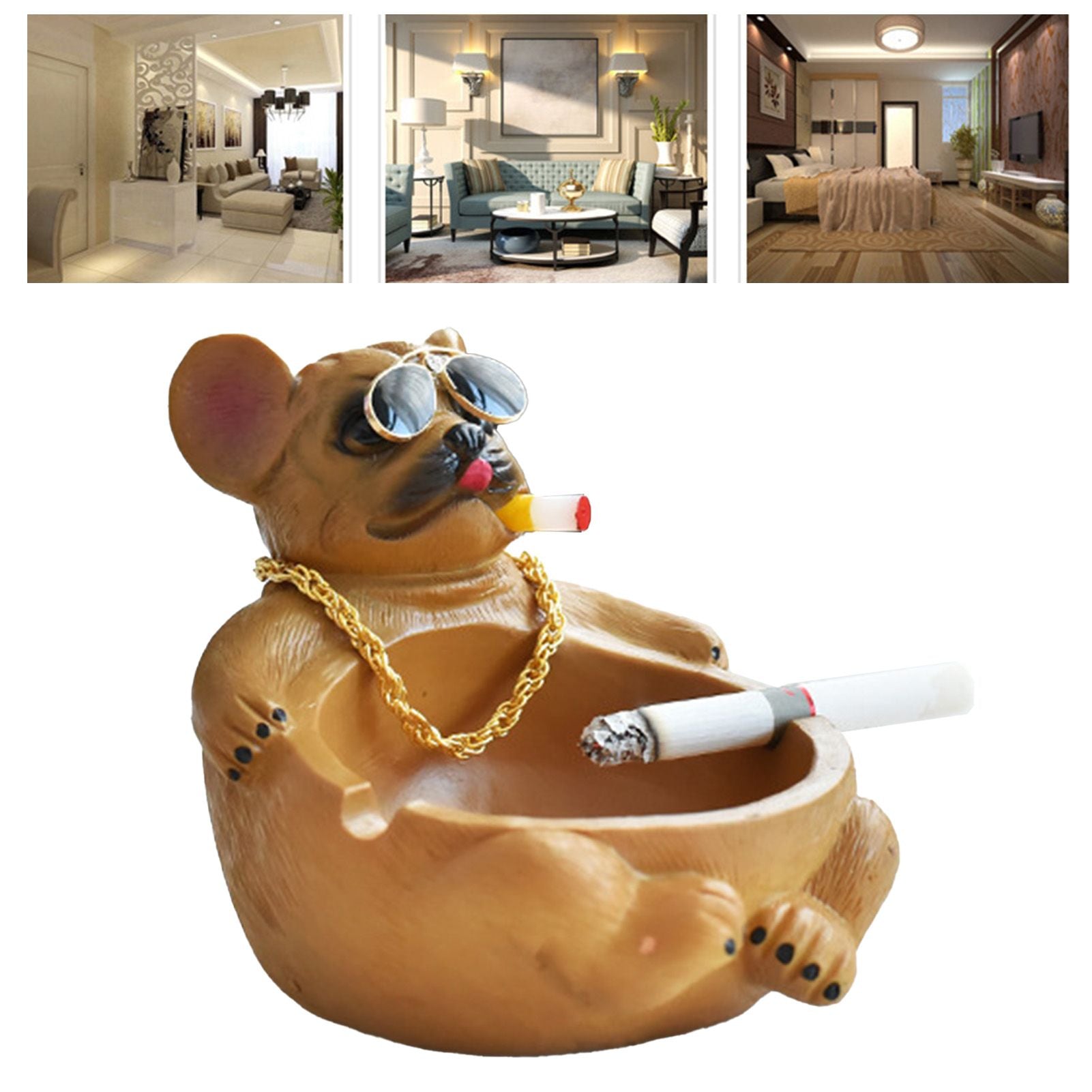 Cartoon Animal Ashtray Household Innovative Decorative Bully Dog Ashtray for Living Room Brown - view 4