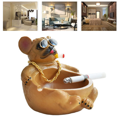 Cartoon Animal Ashtray Household Innovative Decorative Bully Dog Ashtray for Living Room Brown - view 4