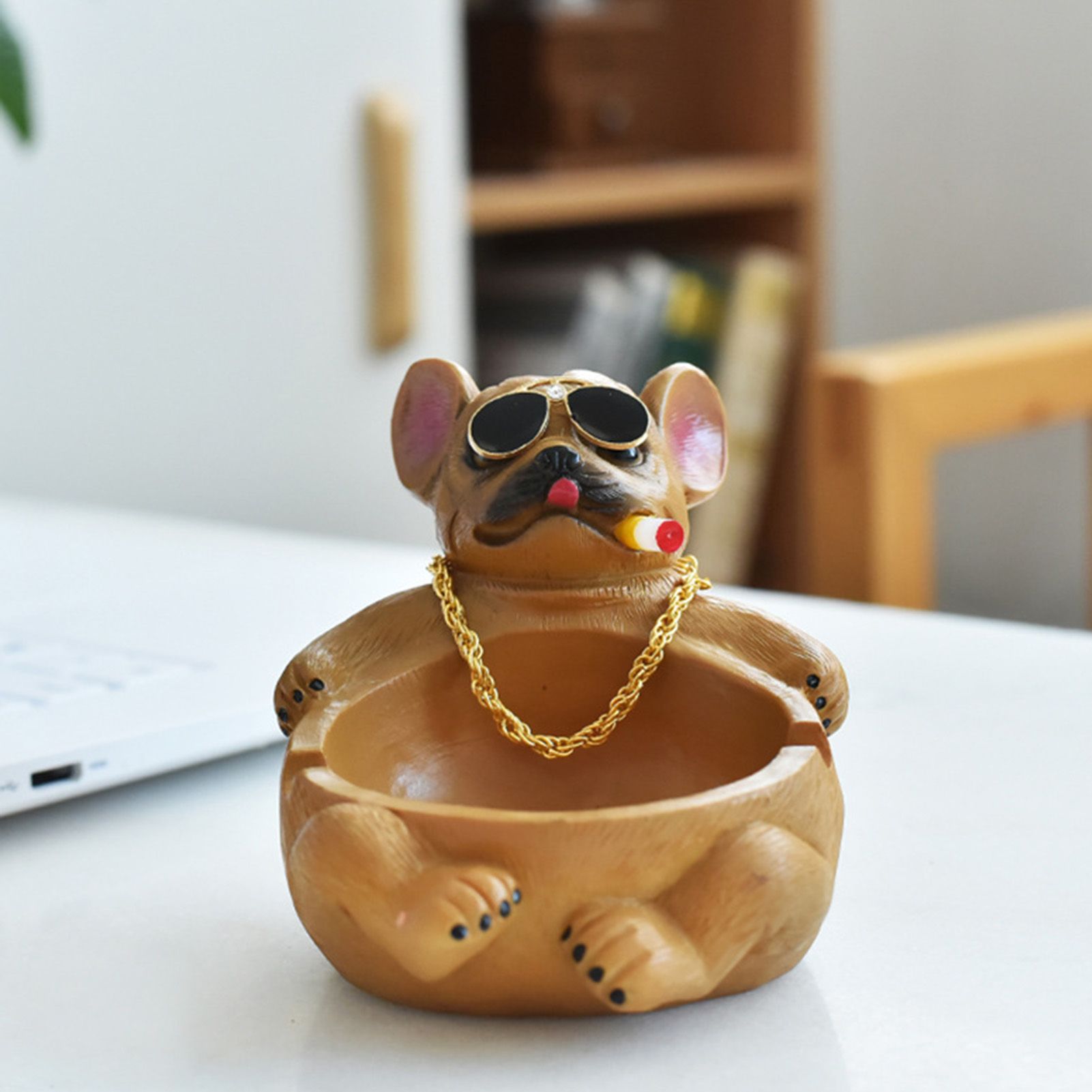 Cartoon Animal Ashtray Household Innovative Decorative Bully Dog Ashtray for Living Room Brown - view 5
