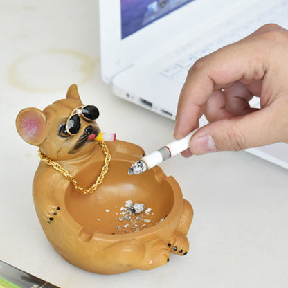 Cartoon Animal Ashtray Household Innovative Decorative Bully Dog Ashtray for Living Room Brown - view 6