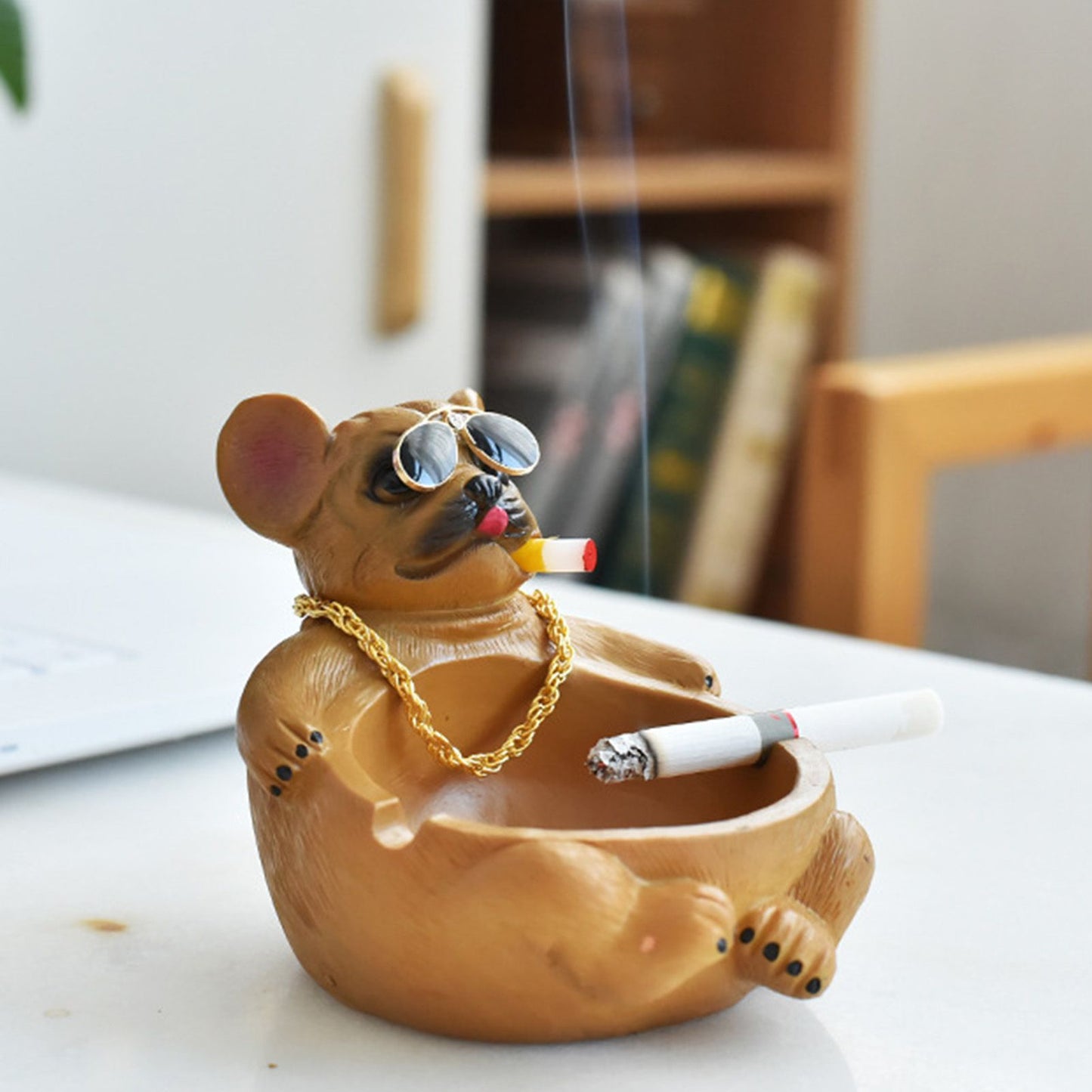 Cartoon Animal Ashtray Household Innovative Decorative Bully Dog Ashtray for Living Room Brown - view 10