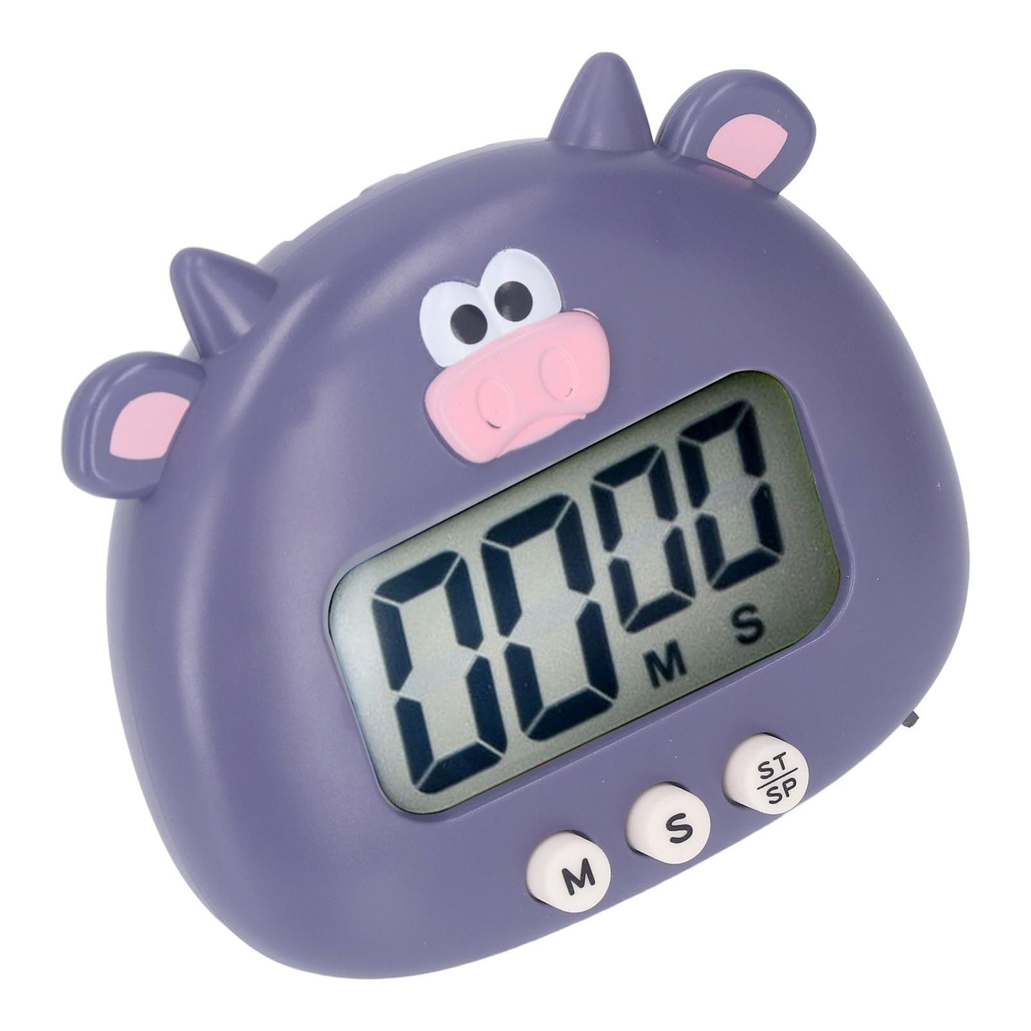 Digital Kitchen Timer Countup Countdown Cartoon Animal Sound Flash Alert Easy Operation with Stand for Cooking Teaching Purple Cow - view 4