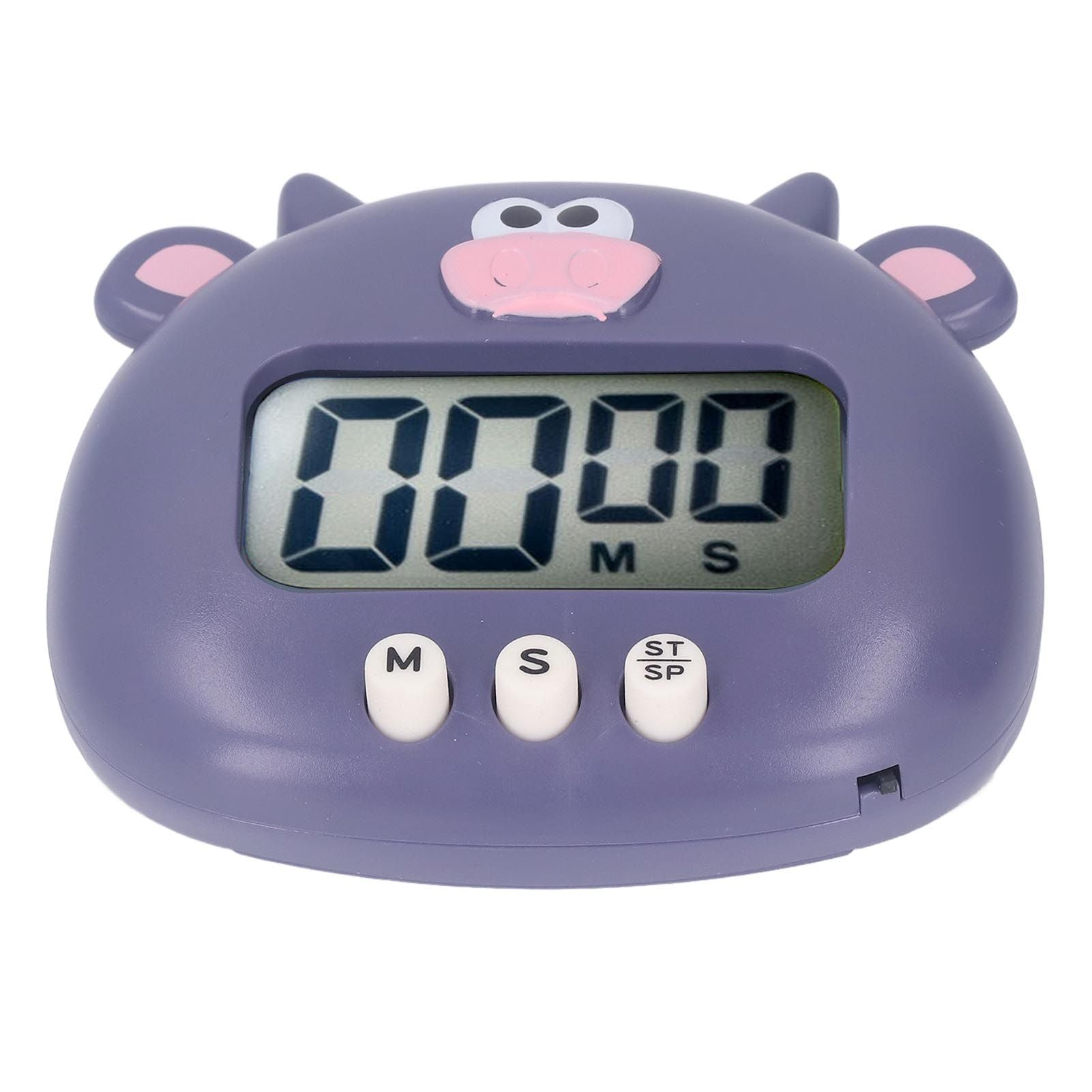 Digital Kitchen Timer Countup Countdown Cartoon Animal Sound Flash Alert Easy Operation with Stand for Cooking Teaching Purple Cow - view 6