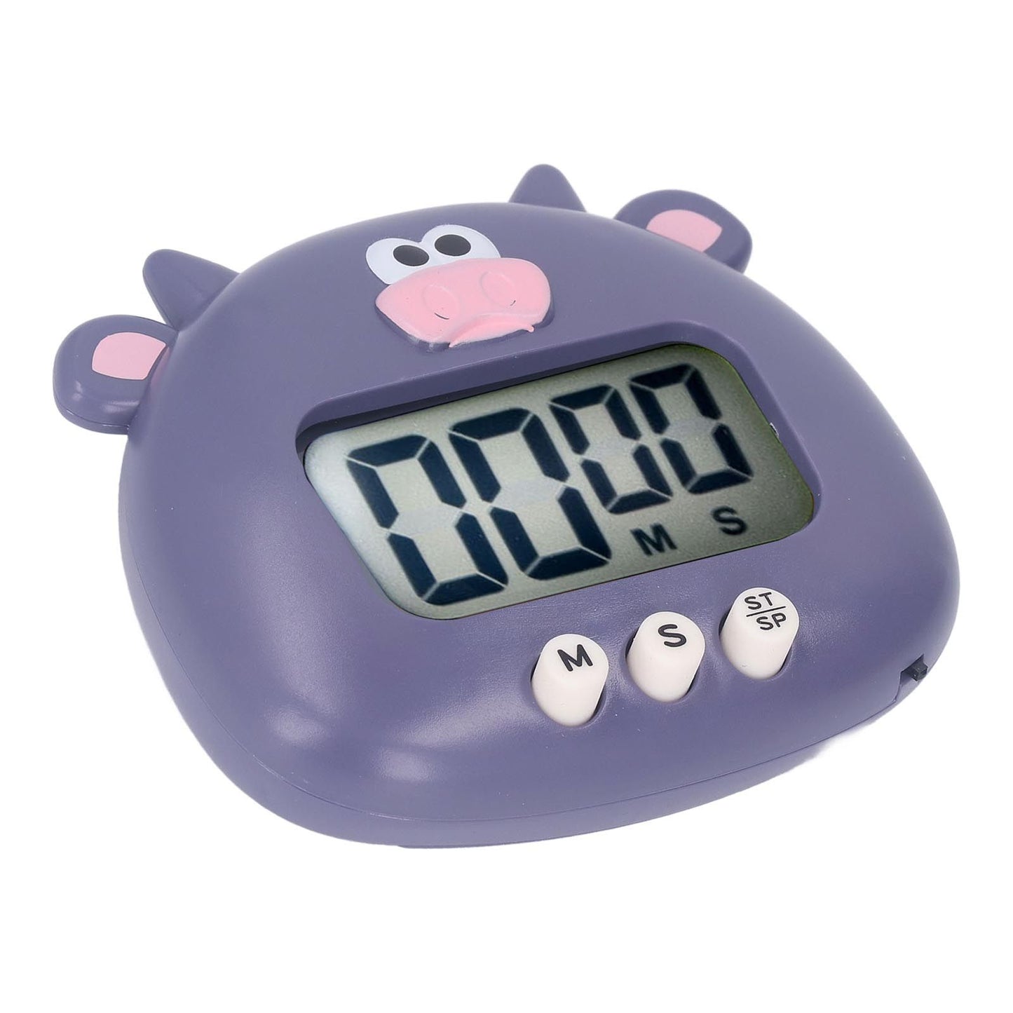 Digital Kitchen Timer Countup Countdown Cartoon Animal Sound Flash Alert Easy Operation with Stand for Cooking Teaching Purple Cow - view 9