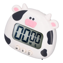 Digital Kitchen Timer Countup Countdown Cartoon Animal Sound Flash Alert Easy Operation with Stand for Cooking Teaching White Cow - view 2