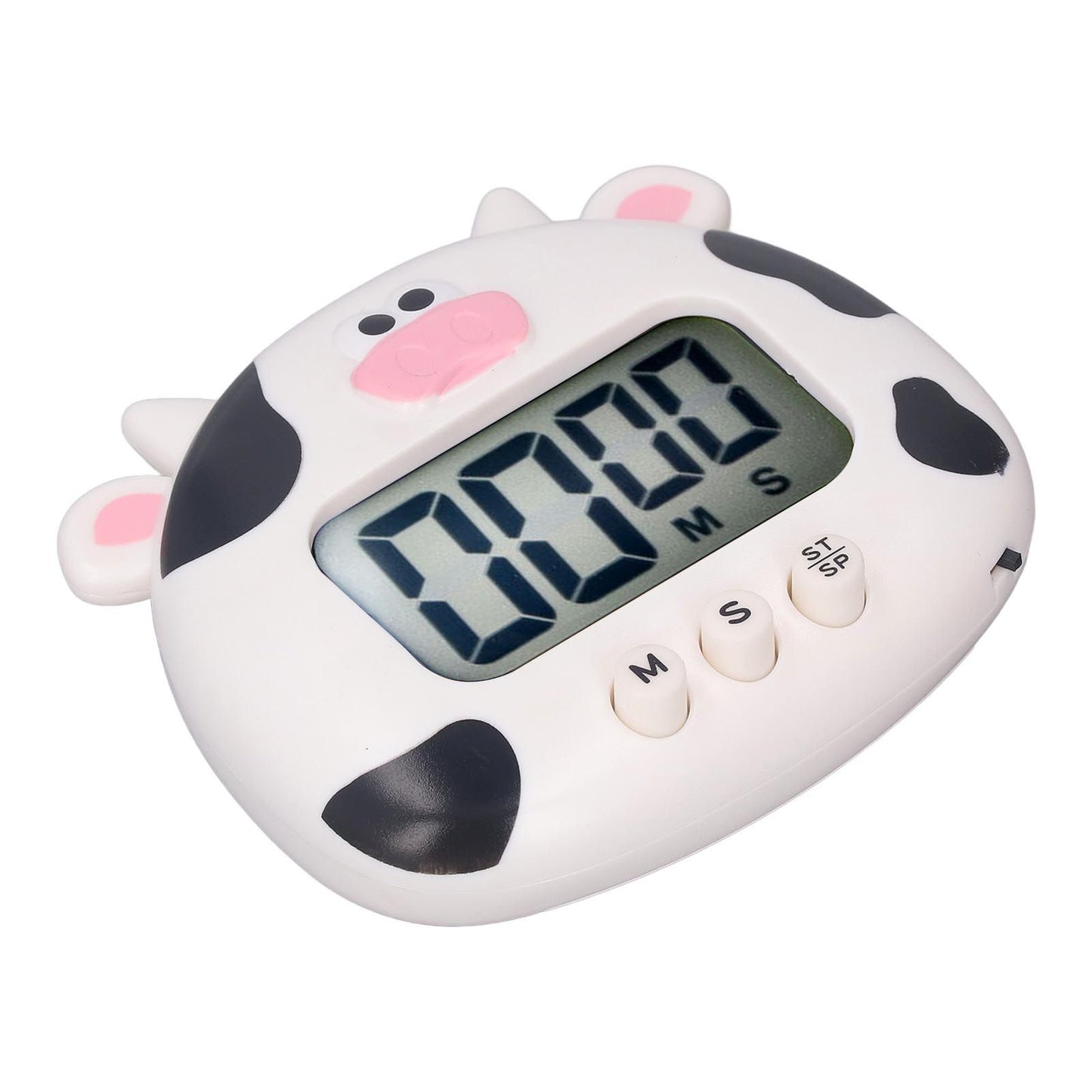 Digital Kitchen Timer Countup Countdown Cartoon Animal Sound Flash Alert Easy Operation with Stand for Cooking Teaching White Cow - view 6