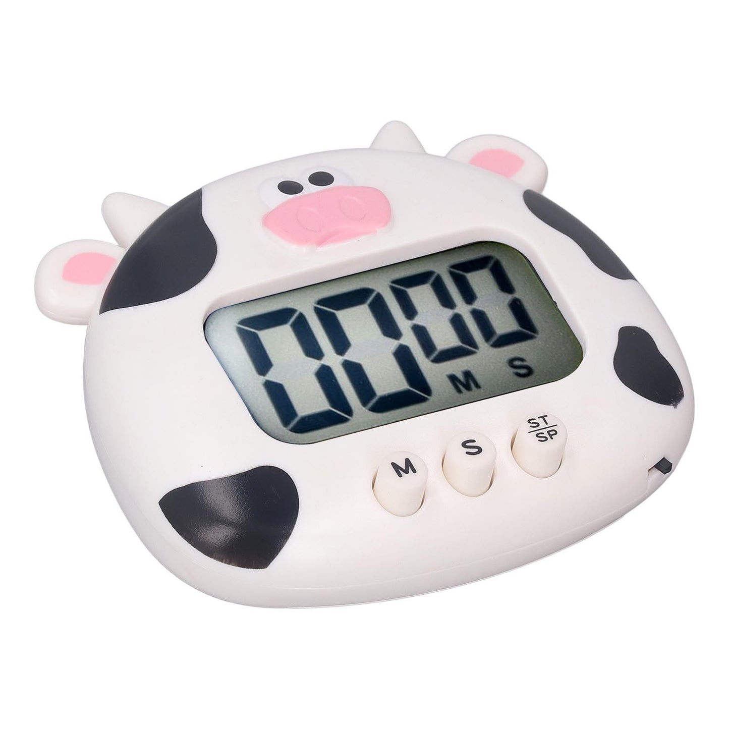 Digital Kitchen Timer Countup Countdown Cartoon Animal Sound Flash Alert Easy Operation with Stand for Cooking Teaching White Cow - view 10