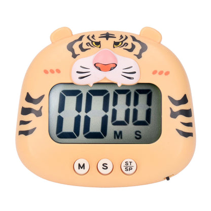 Digital Kitchen Timer Countup Countdown Cartoon Animal Sound Flash Alert Easy Operation with Stand for Cooking Teaching Yellow Tiger - view 2