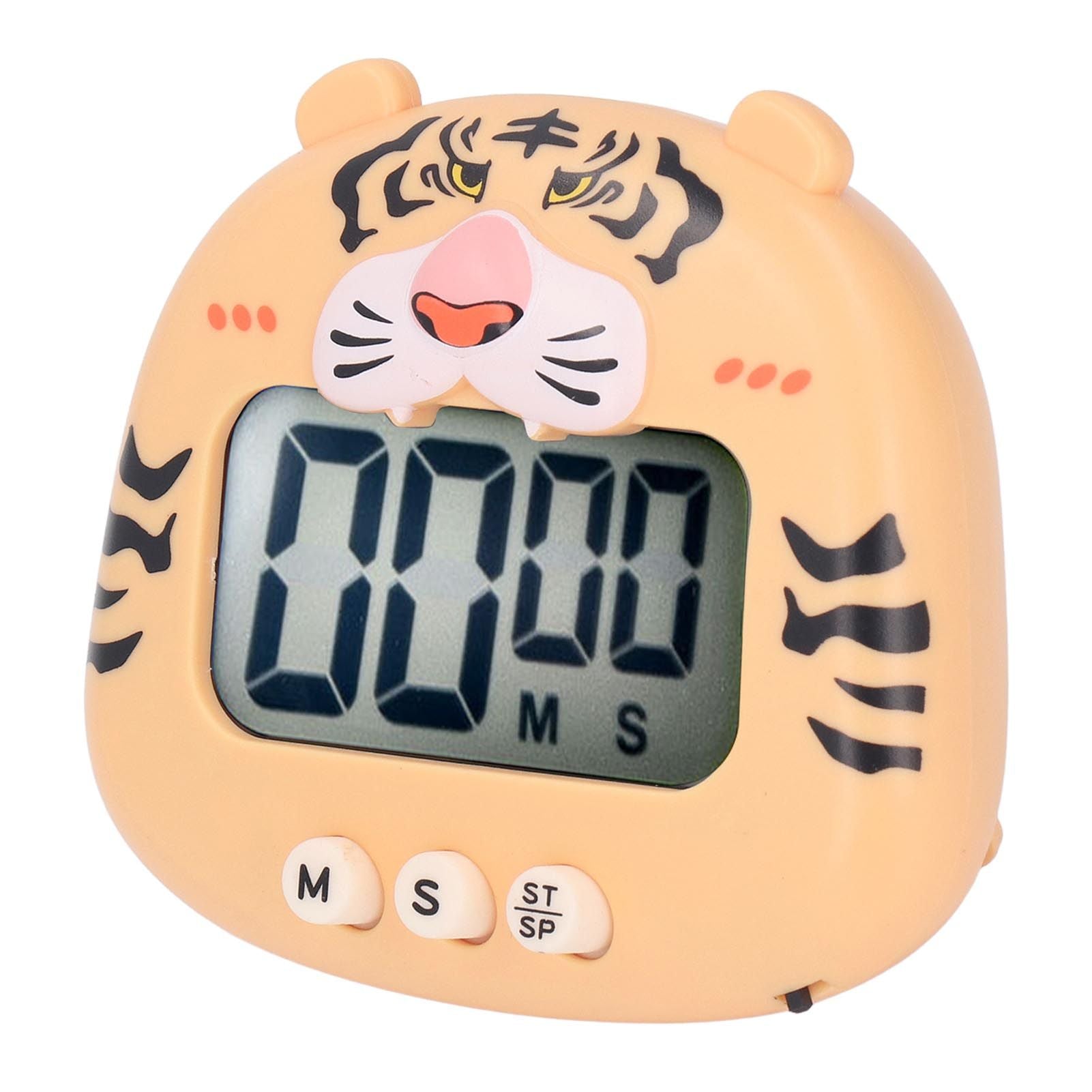 Digital Kitchen Timer Countup Countdown Cartoon Animal Sound Flash Alert Easy Operation with Stand for Cooking Teaching Yellow Tiger - view 4