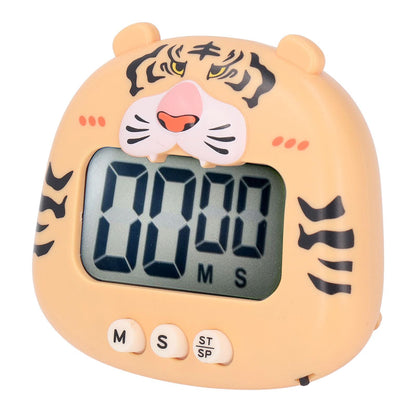 Digital Kitchen Timer Countup Countdown Cartoon Animal Sound Flash Alert Easy Operation with Stand for Cooking Teaching Yellow Tiger - view 4