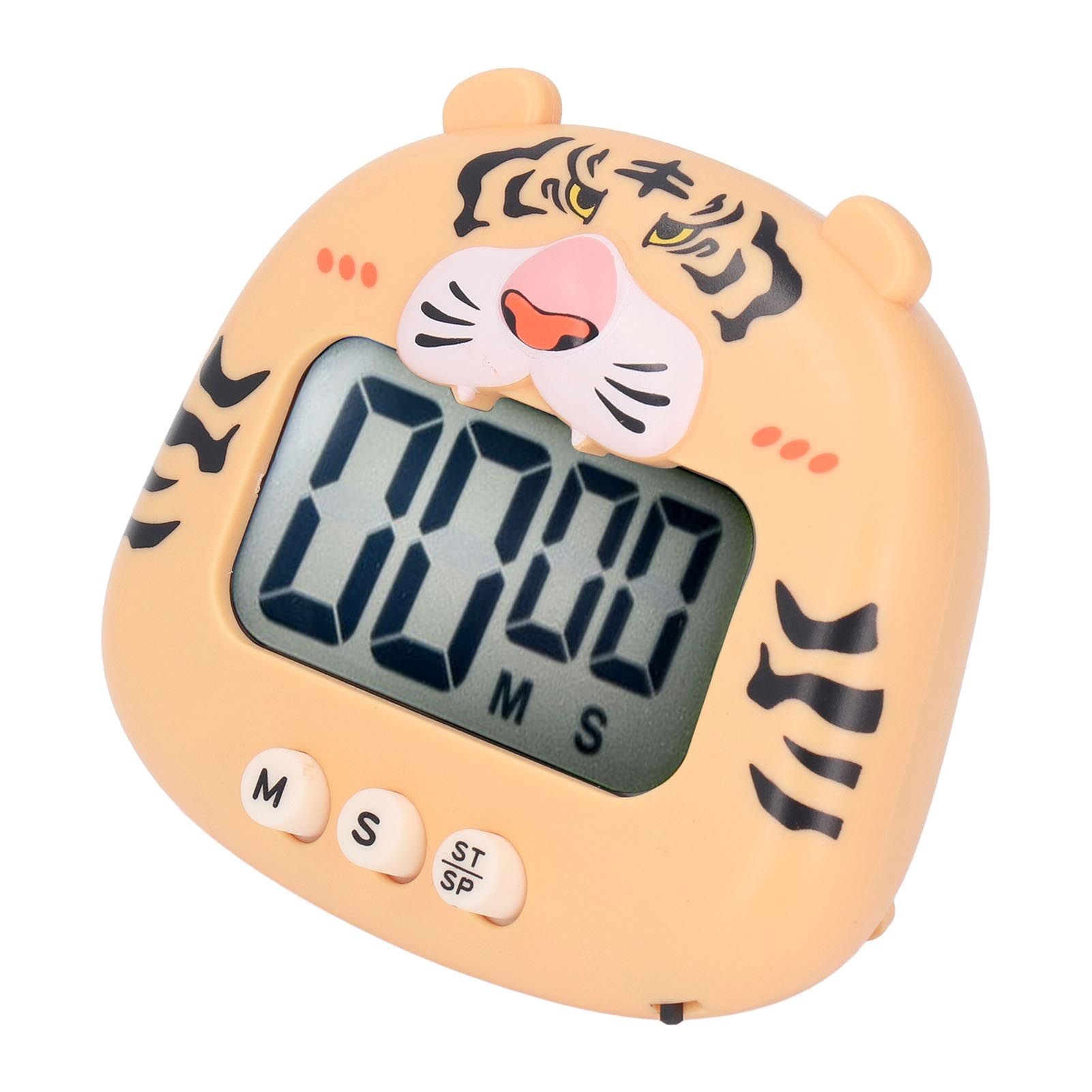 Digital Kitchen Timer Countup Countdown Cartoon Animal Sound Flash Alert Easy Operation with Stand for Cooking Teaching Yellow Tiger - view 5