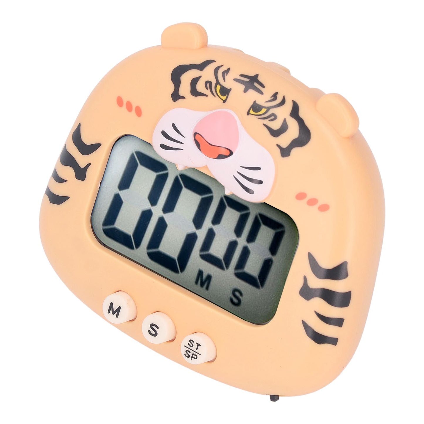 Digital Kitchen Timer Countup Countdown Cartoon Animal Sound Flash Alert Easy Operation with Stand for Cooking Teaching Yellow Tiger - view 6