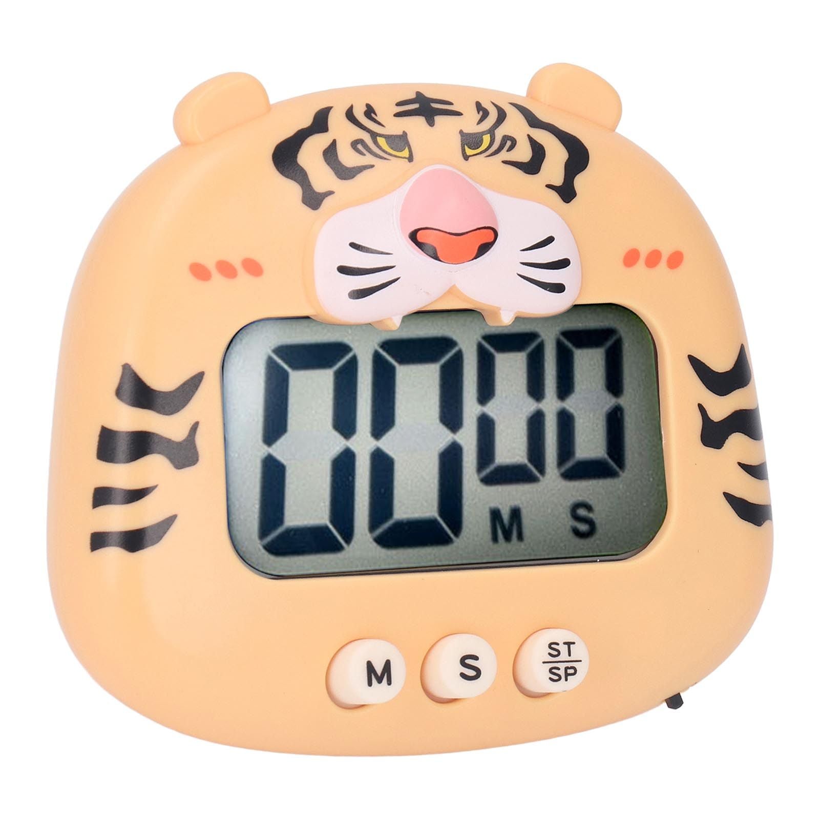 Digital Kitchen Timer Countup Countdown Cartoon Animal Sound Flash Alert Easy Operation with Stand for Cooking Teaching Yellow Tiger - view 7