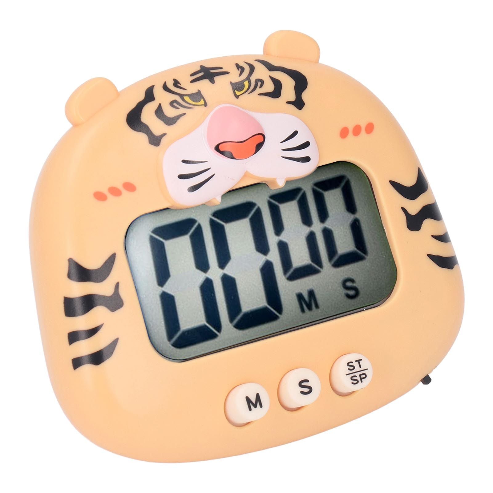 Digital Kitchen Timer Countup Countdown Cartoon Animal Sound Flash Alert Easy Operation with Stand for Cooking Teaching Yellow Tiger - view 8