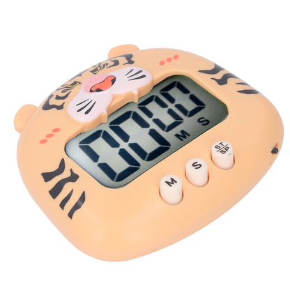 Digital Kitchen Timer Countup Countdown Cartoon Animal Sound Flash Alert Easy Operation with Stand for Cooking Teaching Yellow Tiger - view 9