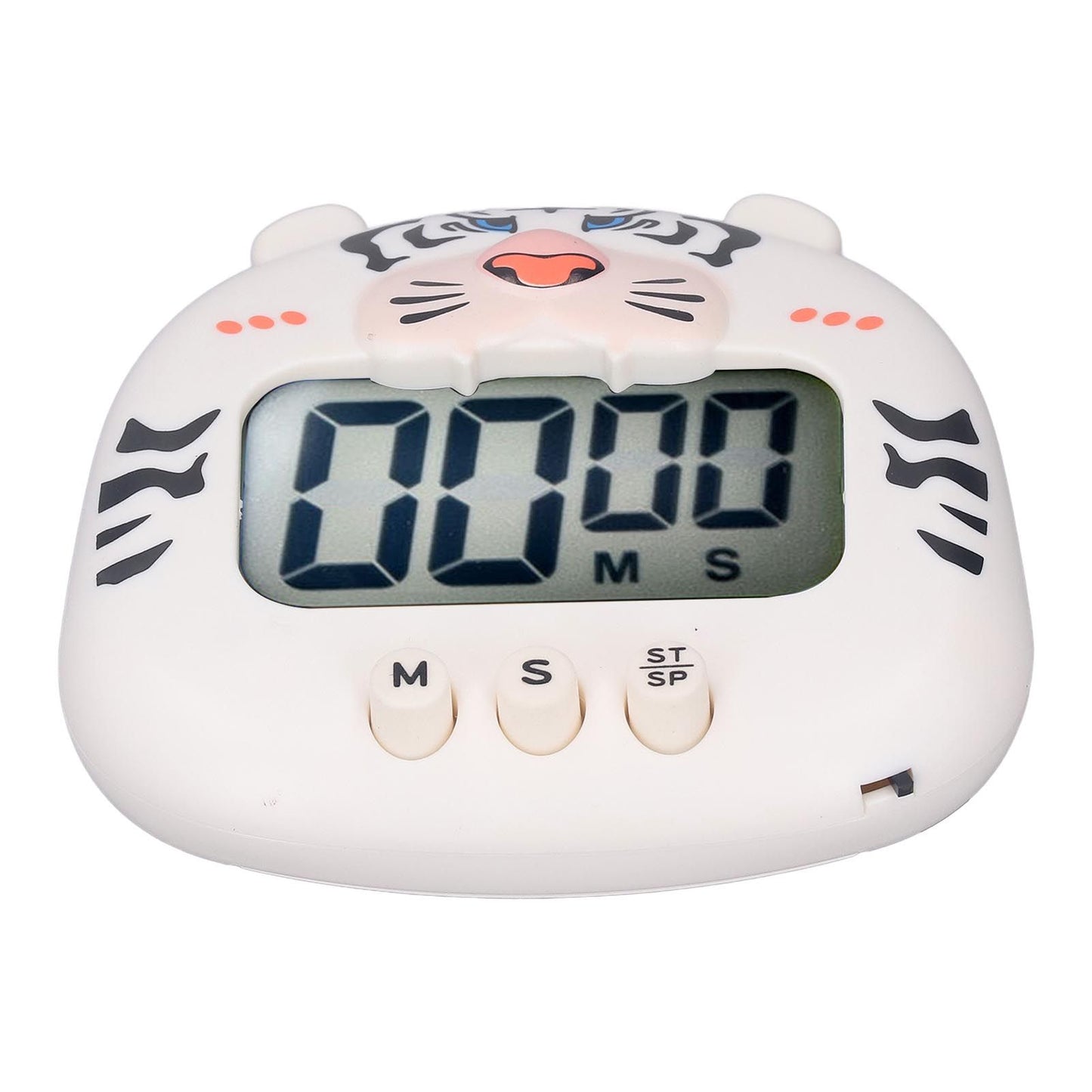 Digital Kitchen Timer Countup Countdown Cartoon Animal Sound Flash Alert Easy Operation with Stand for Cooking Teaching White Tiger - view 7