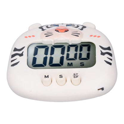 Digital Kitchen Timer Countup Countdown Cartoon Animal Sound Flash Alert Easy Operation with Stand for Cooking Teaching White Tiger - view 7
