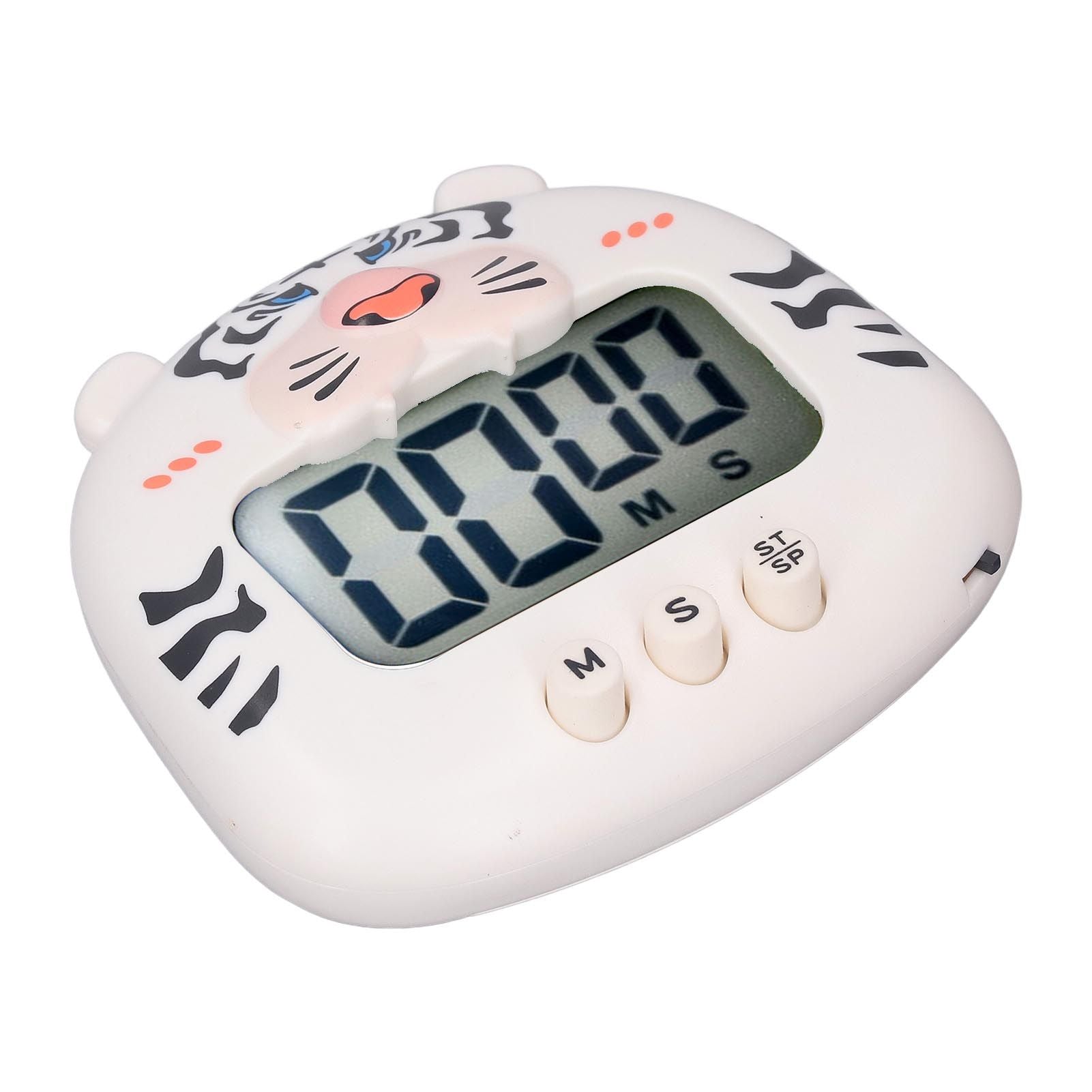 Digital Kitchen Timer Countup Countdown Cartoon Animal Sound Flash Alert Easy Operation with Stand for Cooking Teaching White Tiger - view 8