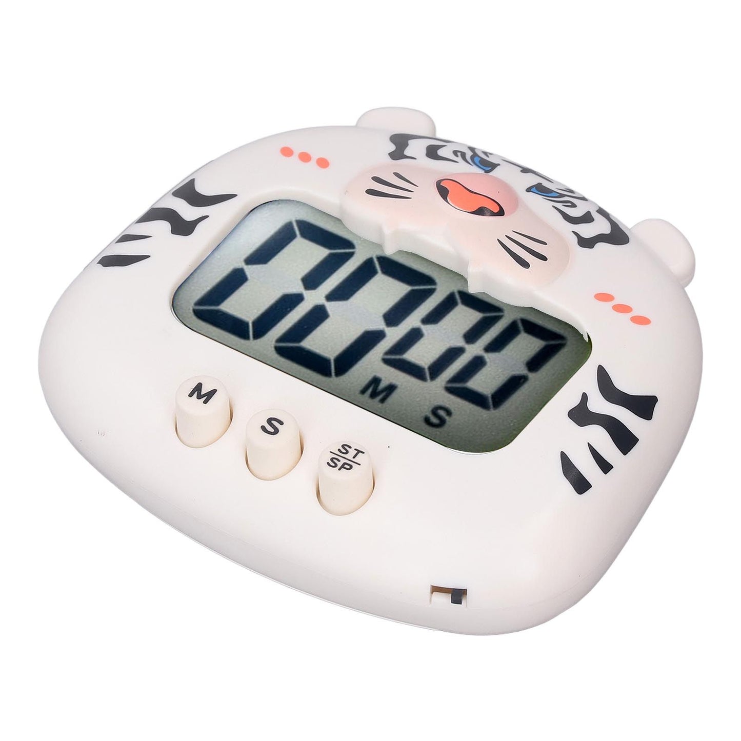 Digital Kitchen Timer Countup Countdown Cartoon Animal Sound Flash Alert Easy Operation with Stand for Cooking Teaching White Tiger - view 9