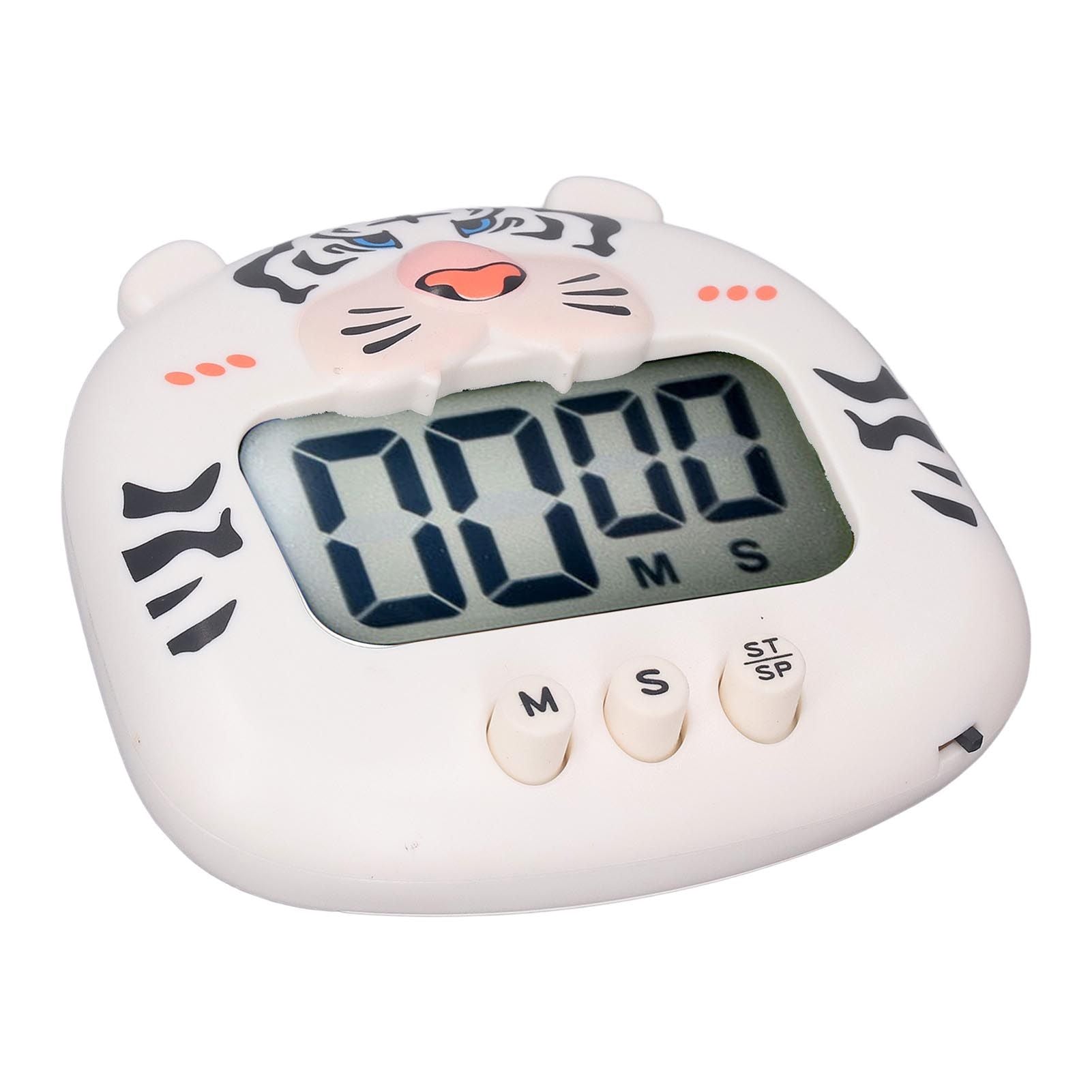 Digital Kitchen Timer Countup Countdown Cartoon Animal Sound Flash Alert Easy Operation with Stand for Cooking Teaching White Tiger - view 10