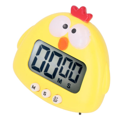 Digital Kitchen Timer Countup Countdown Cartoon Animal Sound Flash Alert Easy Operation with Stand for Cooking Teaching Yellow Chick - view 4