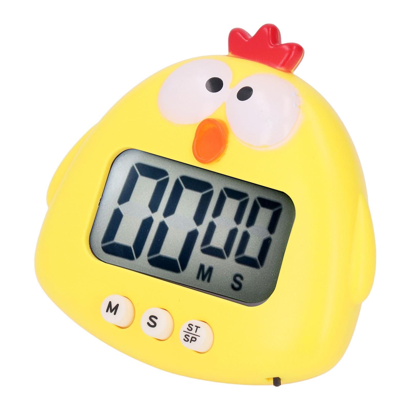 Digital Kitchen Timer Countup Countdown Cartoon Animal Sound Flash Alert Easy Operation with Stand for Cooking Teaching Yellow Chick - view 5