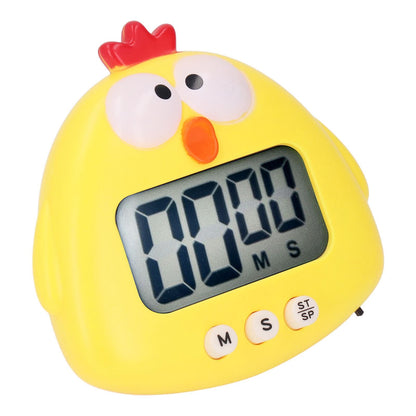 Digital Kitchen Timer Countup Countdown Cartoon Animal Sound Flash Alert Easy Operation with Stand for Cooking Teaching Yellow Chick - view 6