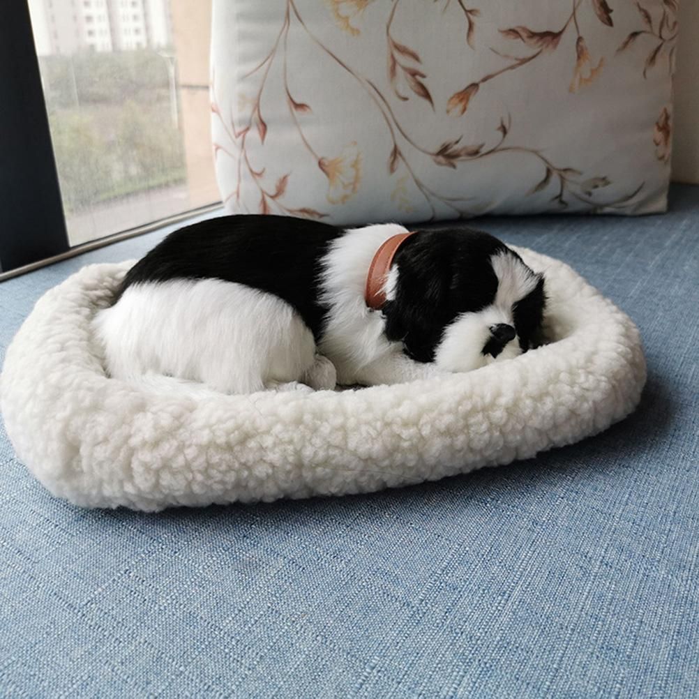 Realistic Sleeping dog Toy Breathing dog Stuffed Animal Doll with Mat Plush Toys for Children Home Ornament - view 5