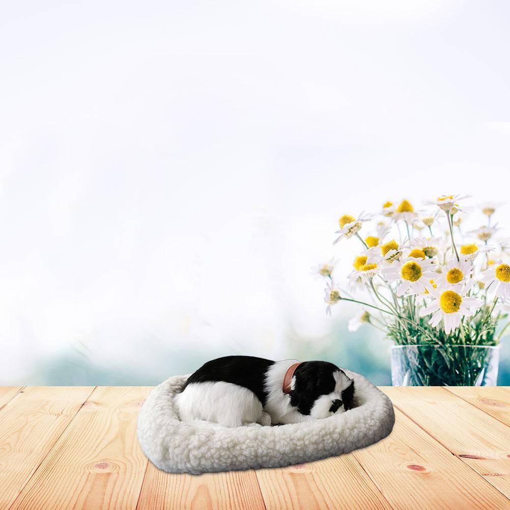 Realistic Sleeping dog Toy Breathing dog Stuffed Animal Doll with Mat Plush Toys for Children Home Ornament - view 6