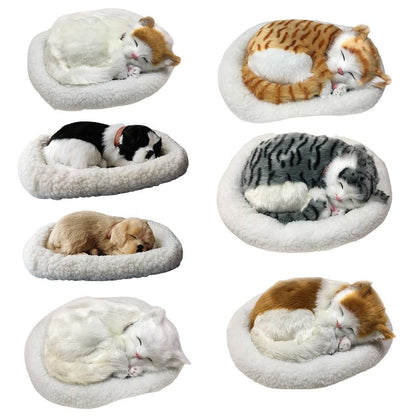 Realistic Sleeping dog Toy Breathing dog Stuffed Animal Doll with Mat Plush Toys for Children Home Ornament - view 7