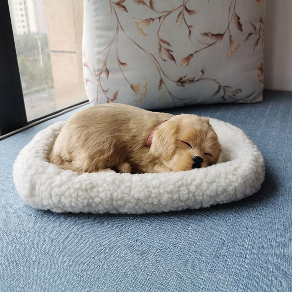 Realistic Sleeping Dog Toy Breathing Dog Stuffed Animal Doll with Mat Plush Toys for Children Home Ornament - view 4