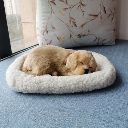 Realistic Sleeping Dog Toy Breathing Dog Stuffed Animal Doll with Mat Plush Toys for Children Home Ornament - view 4