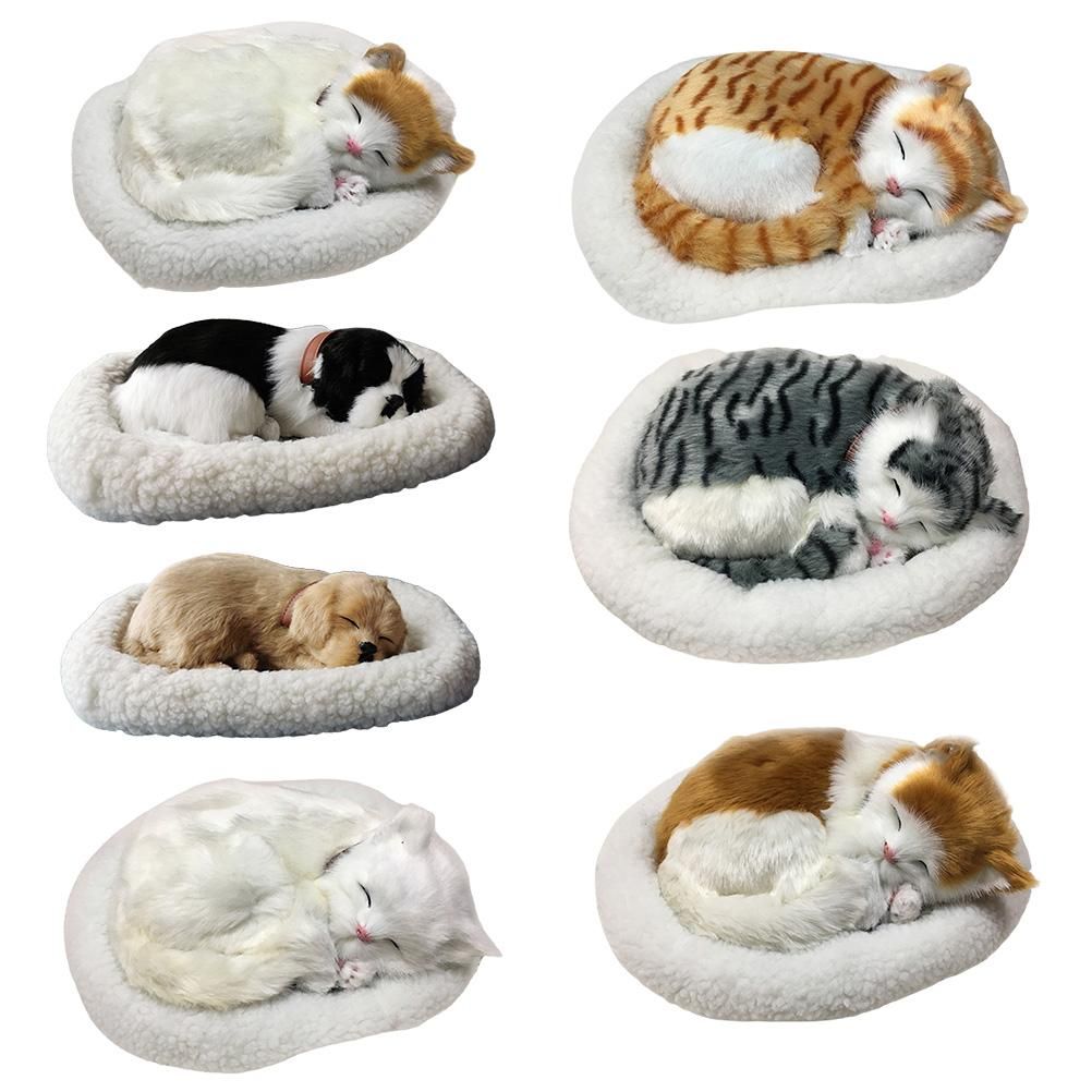 Realistic Sleeping Dog Toy Breathing Dog Stuffed Animal Doll with Mat Plush Toys for Children Home Ornament - view 5